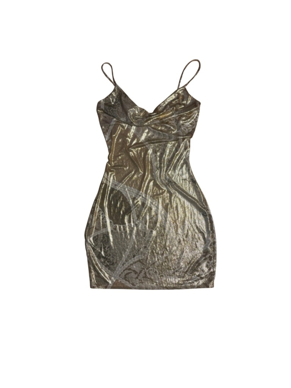 Windsor Gold Spandex Mini Dress (Size: S)